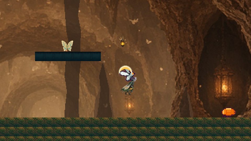 Wick swinging his nail upward at a pale flying bug, an orange beetle on the ground nearby